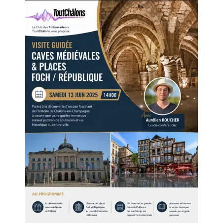 Visite guidée "Caves médiévales & places Foch / République" 13 Juin 14h00